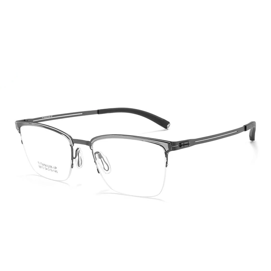Vicky Unisex Semi Rim Square Titanium Reading Glasses 628813 - C8813T-GRAY