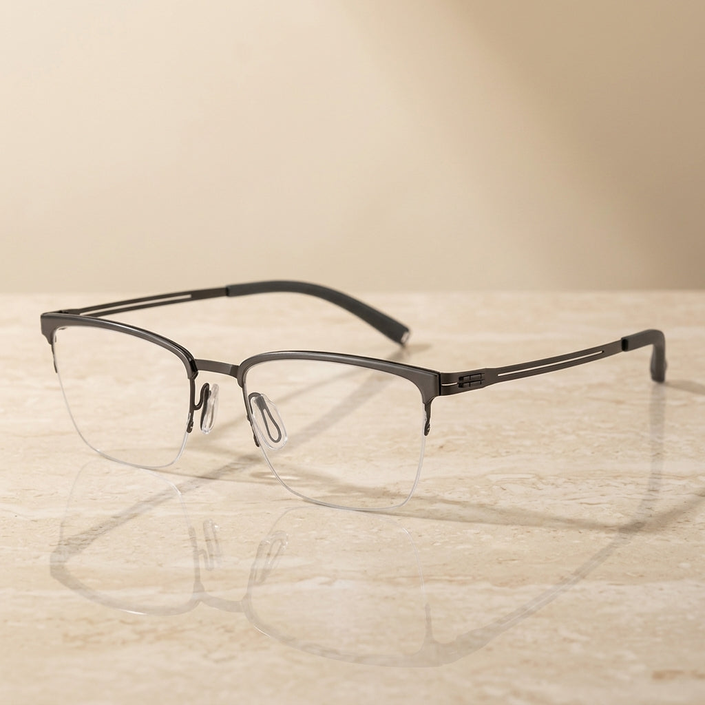 Vicky Unisex Semi Rim Square Titanium Reading Glasses 628813