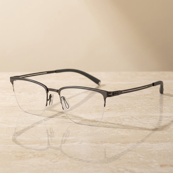 Vicky Unisex Semi Rim Square Titanium Reading Glasses 628813