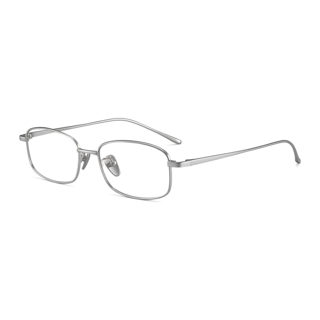 Vicky Unisex Full Rim Small Square Oval Titanium Reading Glasses 8027 — view 4 | Vicky at FuzWeb