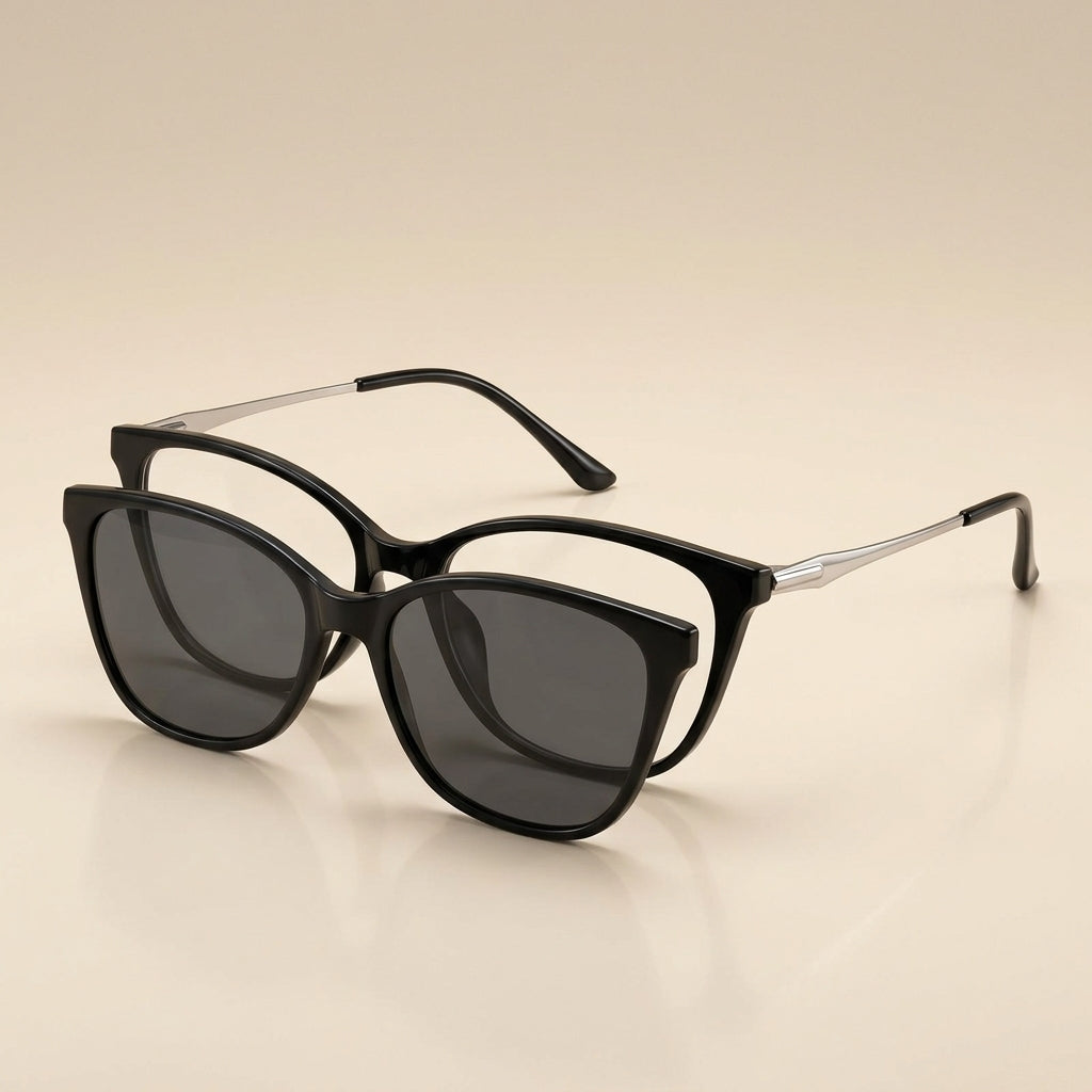 Vicky Women's Full Rim Cat Eye Tr 90 Alloy Reading Glasses Clip Sunglasses 62211