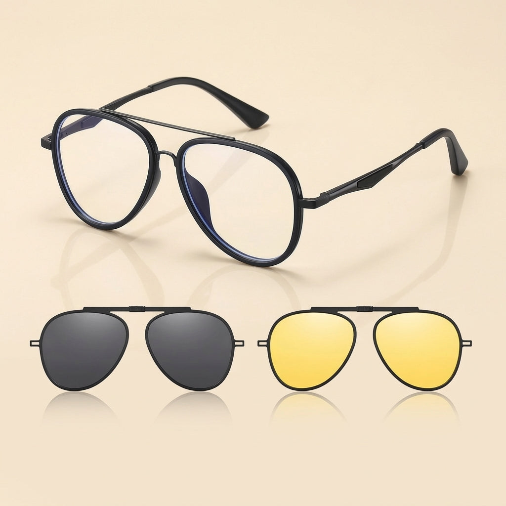 Vicky Women's Full Rim Oval Alloy Steel Eyeglasses Clip On Sunglasses 77052