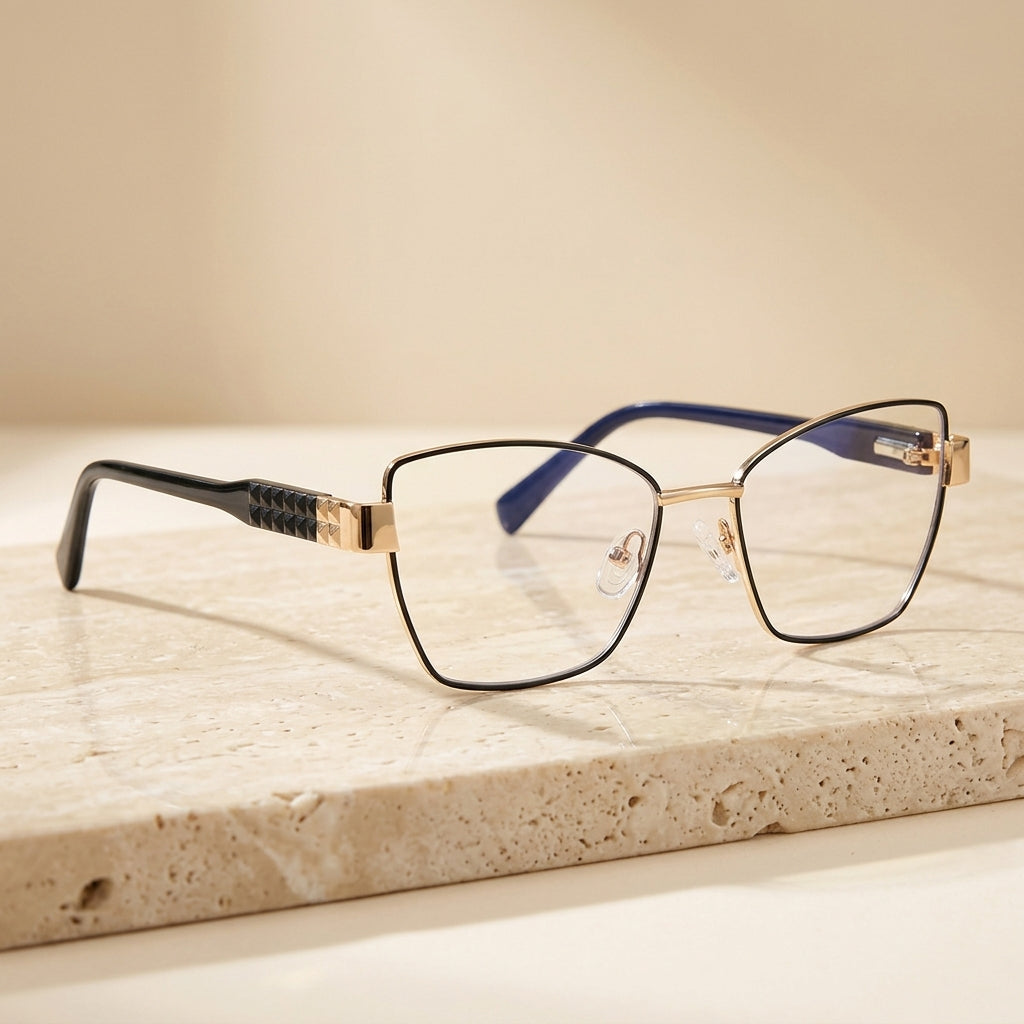Vicky Women's Full Rim Rectangle Cat Eye Alloy Reading Glasses 963168
