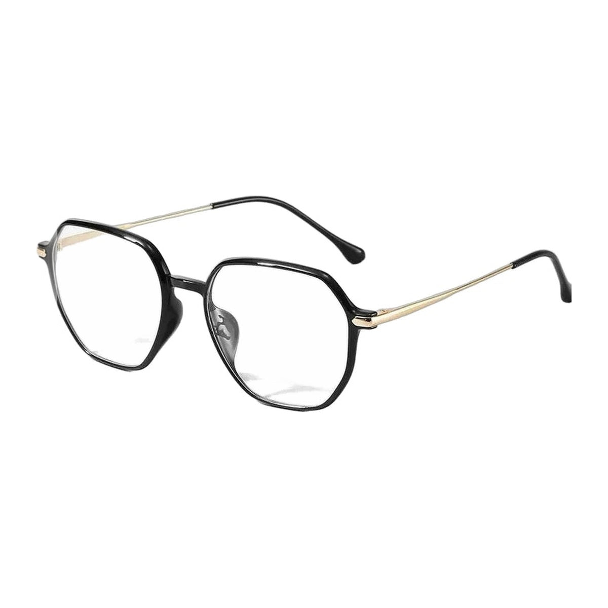 Vicky 4250 women's full rim flat top polygon ULTEM steel reading glasses - D2506-black gold