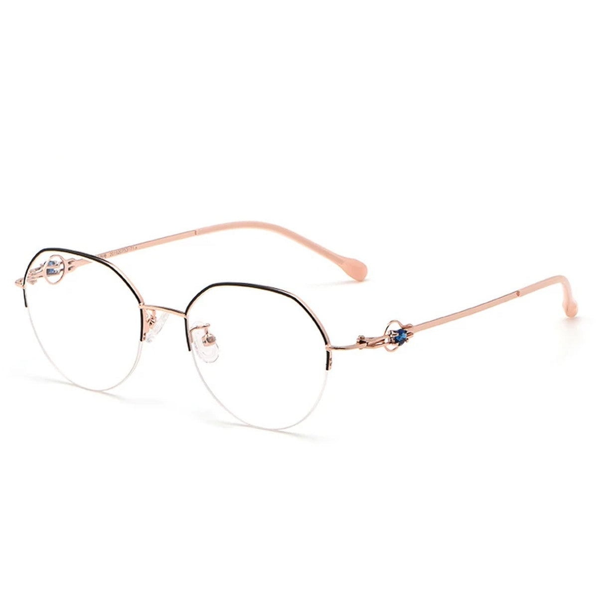 Vicky Women's Semi Rim Flat Top Oval Alloy Reading Glasses 318001 - 8001Z-black gold