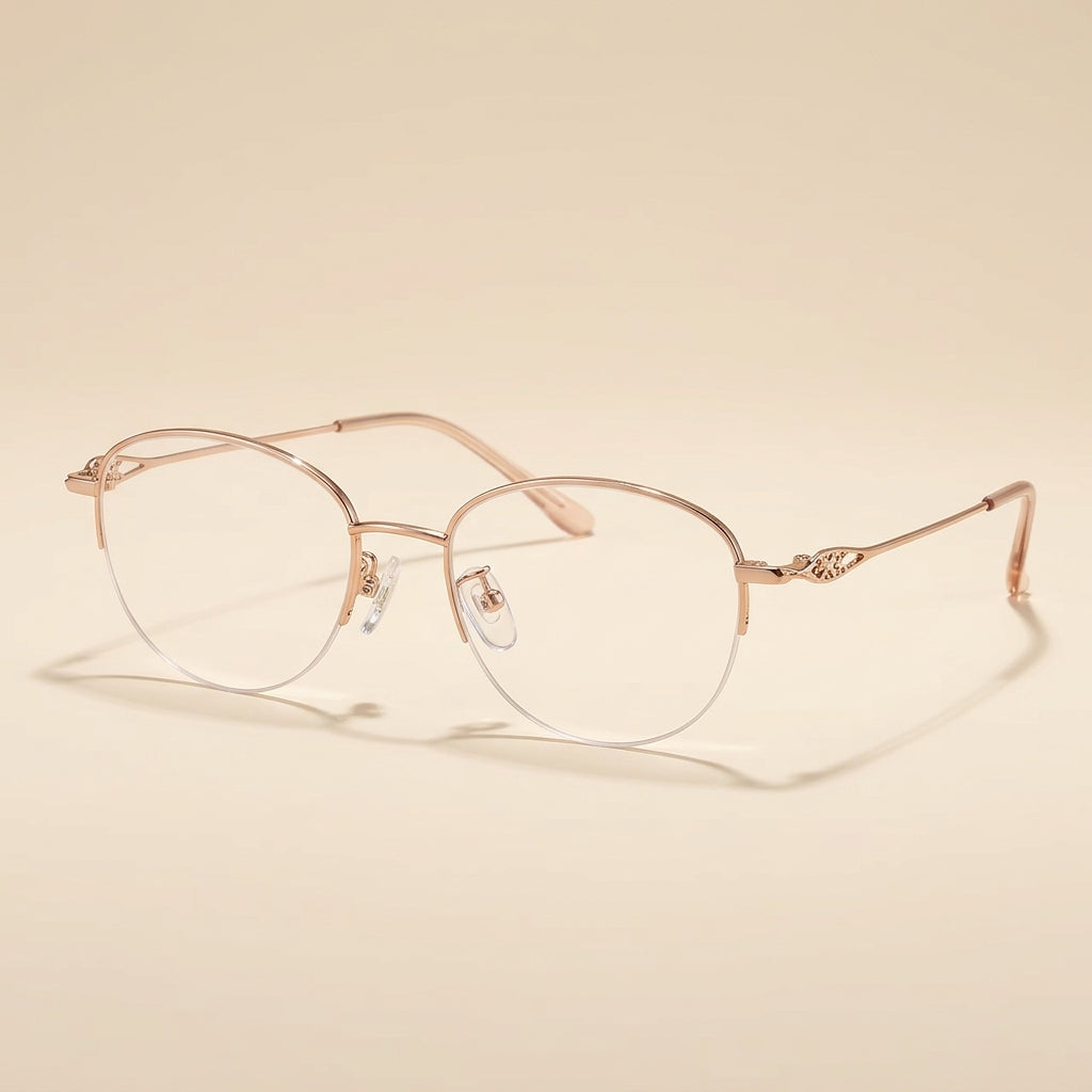Vicky Women's Semi Rim Oval Titanium Reading Glasses 637022