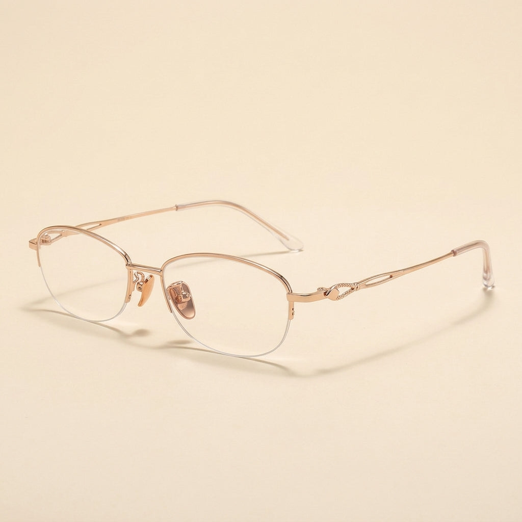 Vicky Women's Semi Rim Square Oval Alloy Reading Glasses 26017