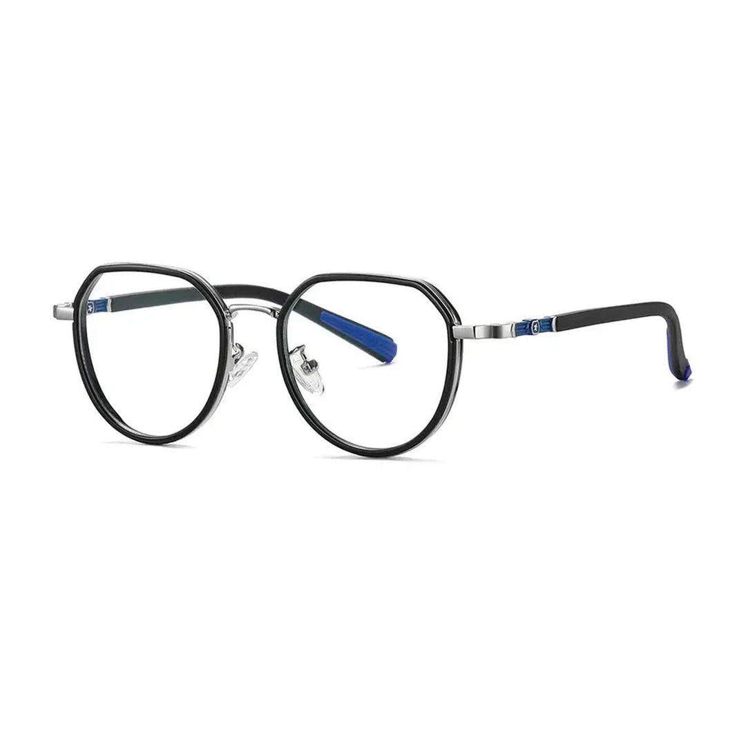 Vicky Youth Unisex Full Rim Flat Top Round Tr 90 Titanium Eyeglasses 5126