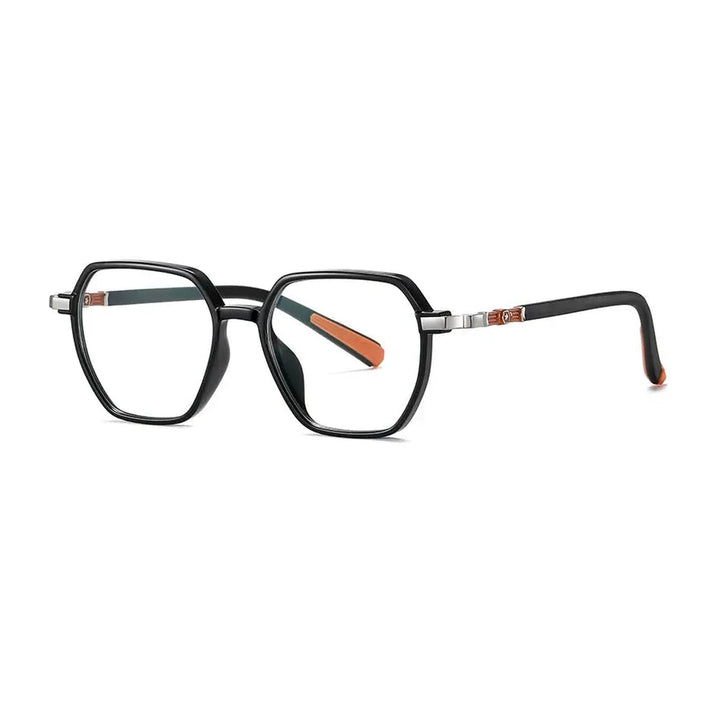 Vicky Youth Unisex Full Rim Polygonal Tr 90 Titanium Eyeglasses 5127