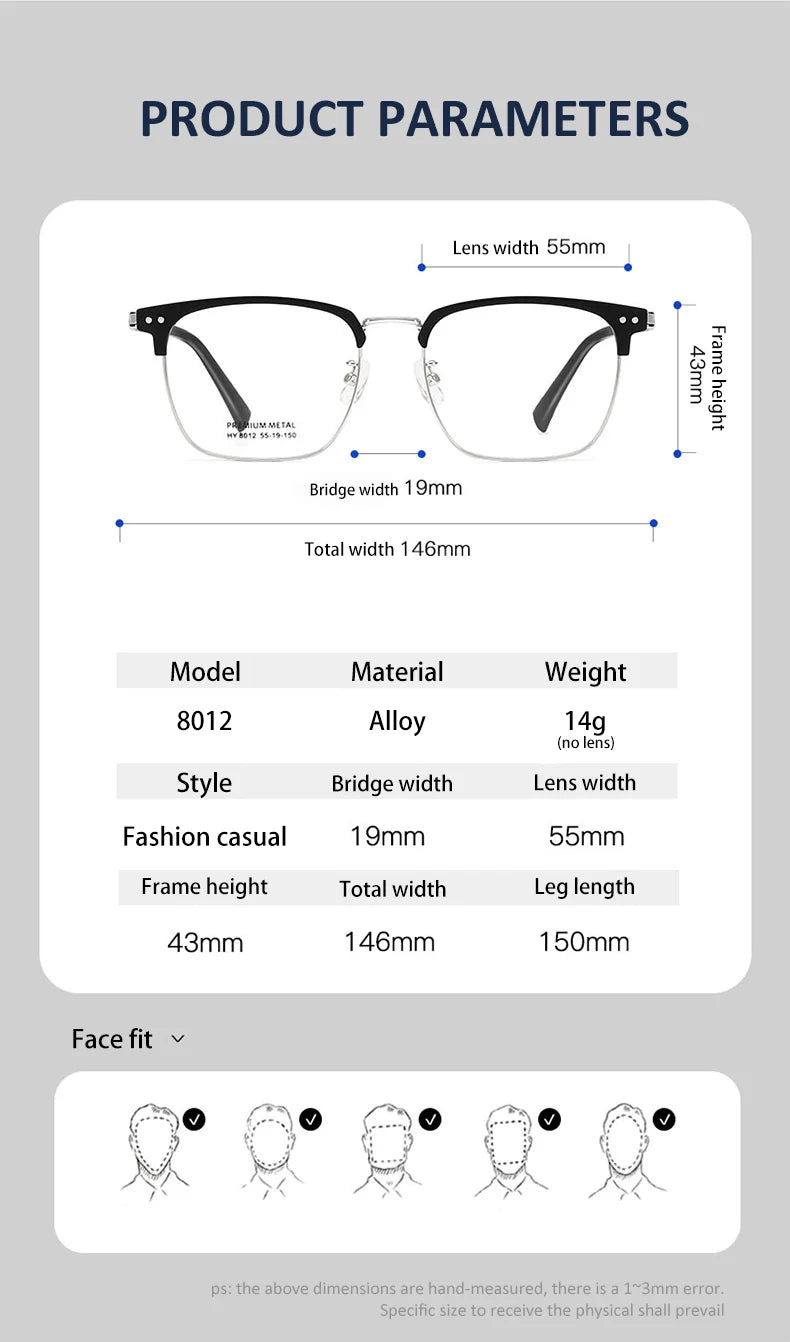 Vicky Unisex Full Rim Square Alloy Acetate Reading Glasses 8012