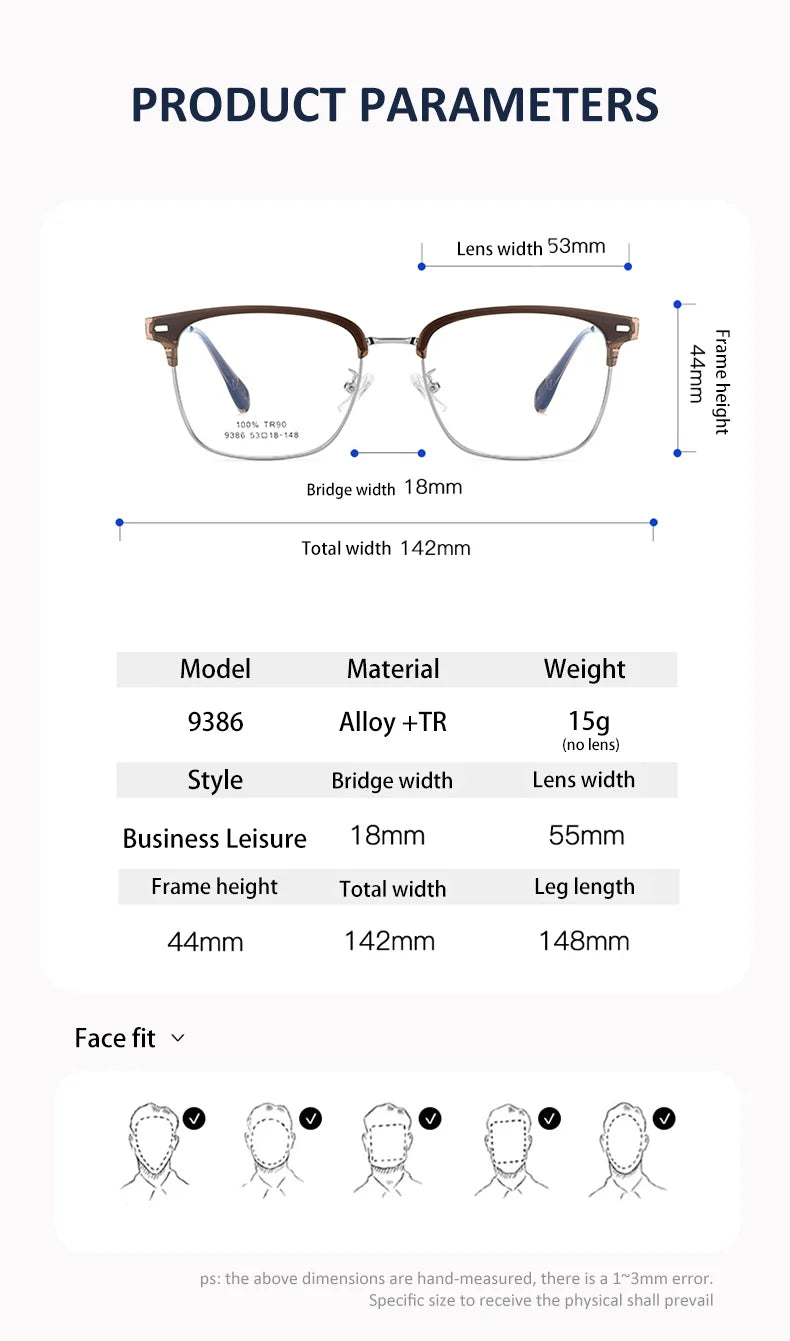 Vicky Unisex Full Rim Square Tr 90 Alloy Reading Glasses 9386