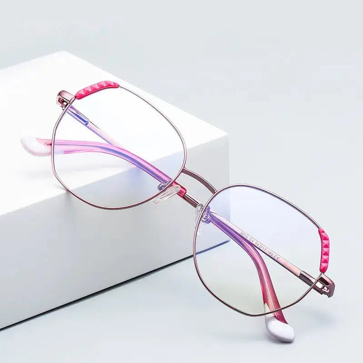 Vicky Unisex Full Rim Polygon Alloy Reading Glasses 3015