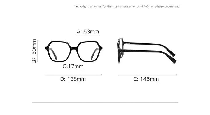 Vicky Unisex Full Rim Large Polygon Square Acetate Alloy Reading Glasses 2140