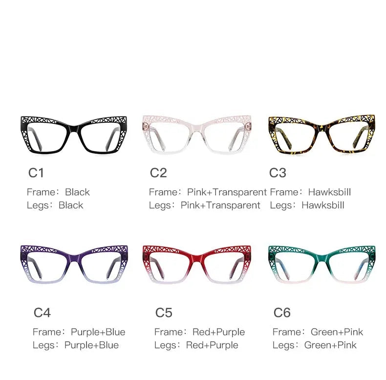 Vicky Womens Full Rim Square Cat Eye Plastic Reading Glasses Pfd2184