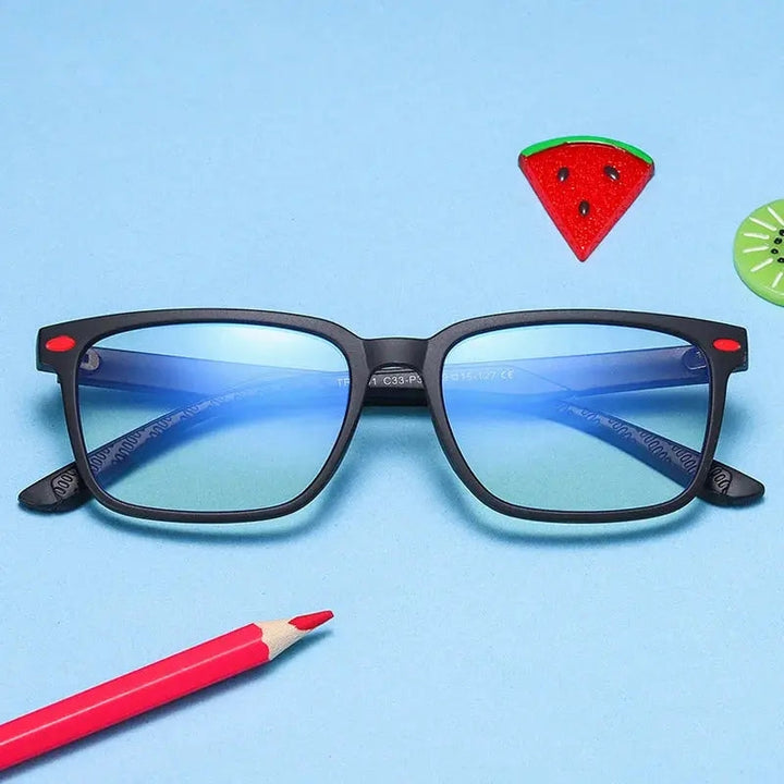 Vicky Youth Unisex Full Rim Square Tr 90 Titanium Eyeglasses 5101