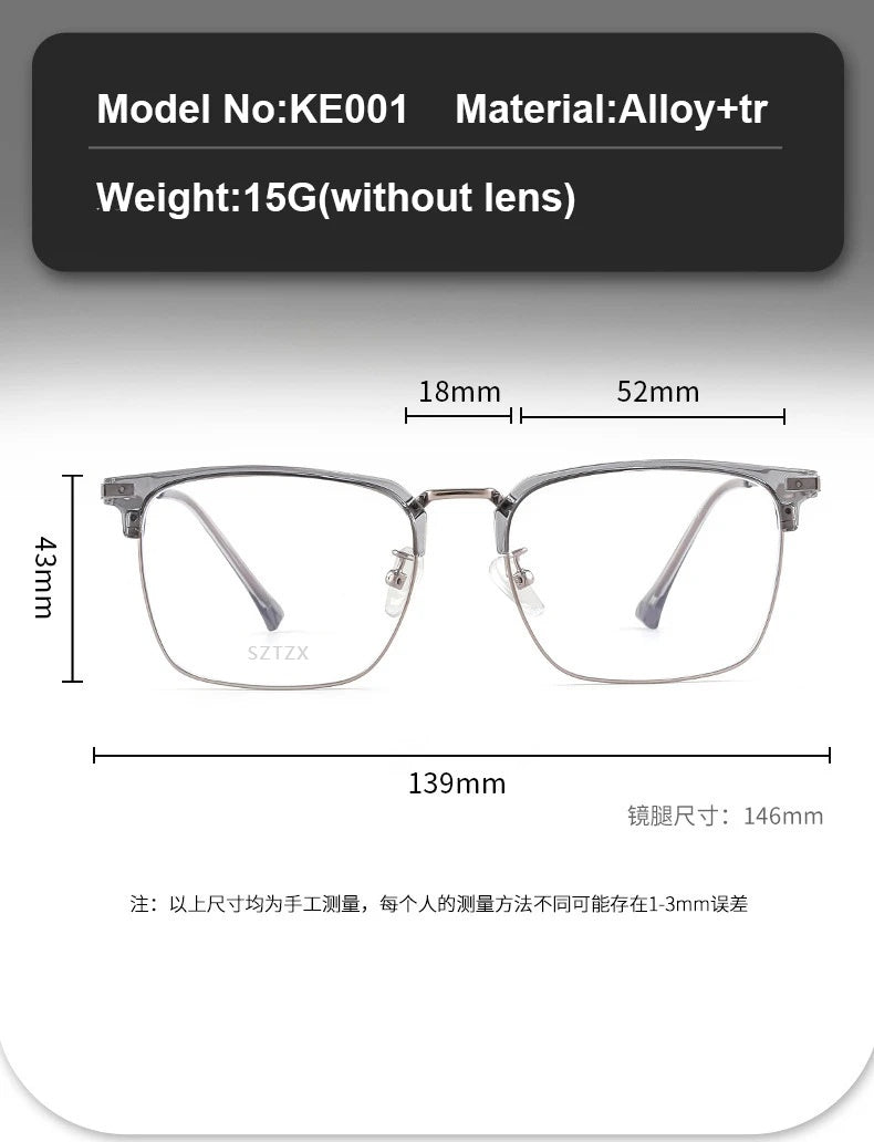 Vicky Mens Full Rim Square Alloy Reading Glasses Ke001