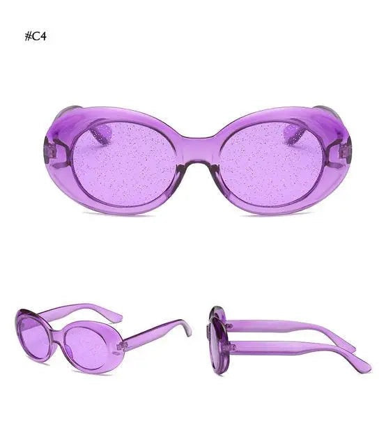 Warblade Sunglasses Women Oval Glasses Glitter Lenses Candy Red Pink Yellow - purple purple