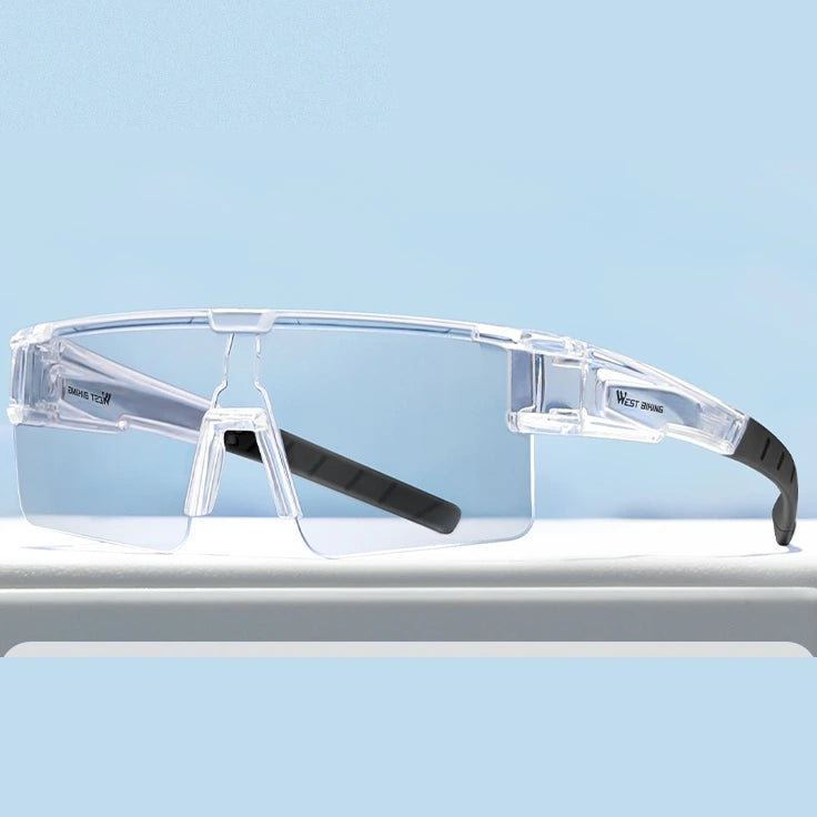 West Biking Unisex Semi Rim Square Over Frame Polycarbonate Sunglasses 770703 - Clear x Photochromic