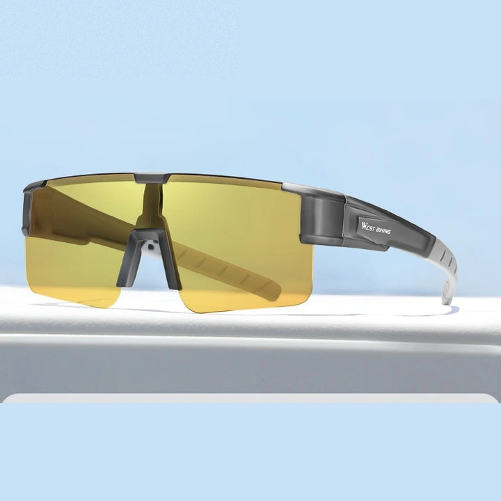 West Biking Unisex Semi Rim Square Over Frame Polycarbonate Sunglasses 770703 - Gray x Night Vision