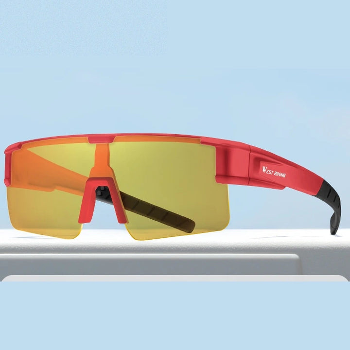 West Biking Unisex Semi Rim Square Over Frame Polycarbonate Sunglasses 770703 - Red x Night Vision