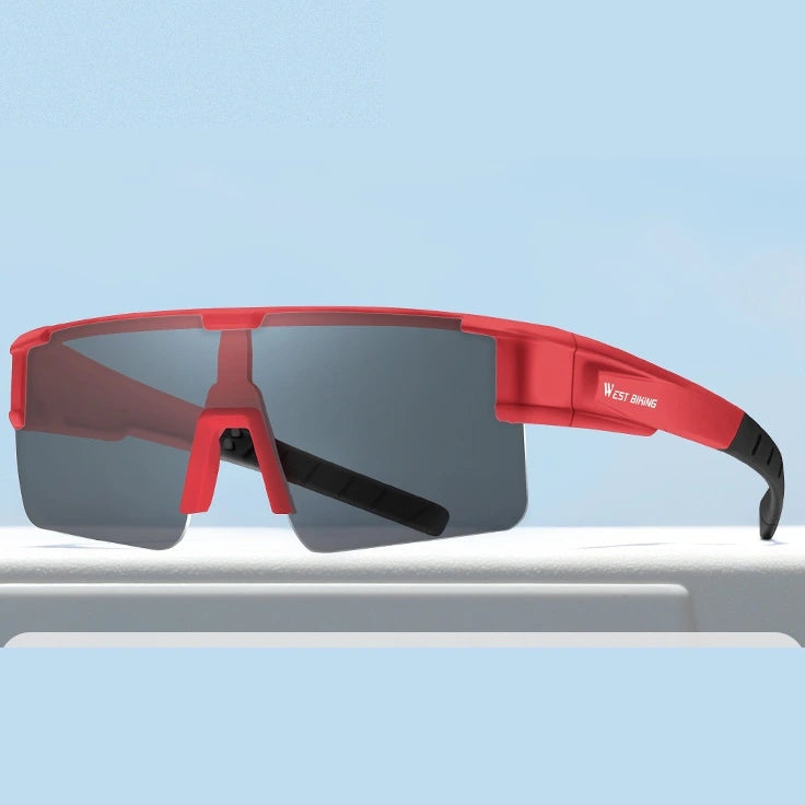 West Biking Unisex Semi Rim Square Over Frame Polycarbonate Sunglasses 770703 - Red x Polarized