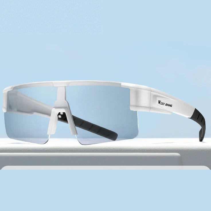 West Biking Unisex Semi Rim Square Over Frame Polycarbonate Sunglasses 770703 - White x Photochromic