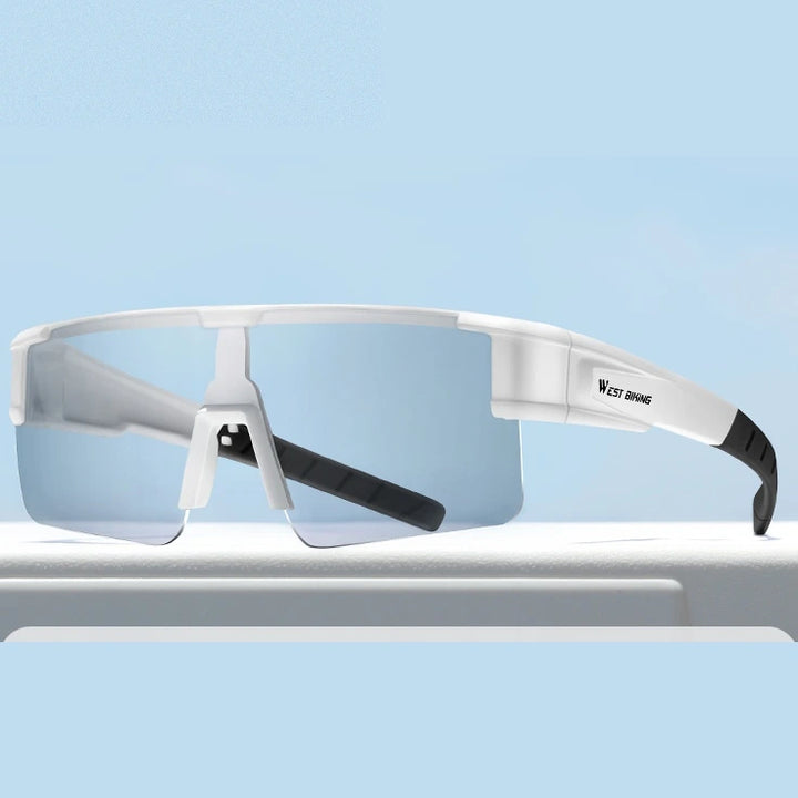 West Biking Unisex Semi Rim Square Over Frame Polycarbonate Sunglasses 770703 - White x Photochromic