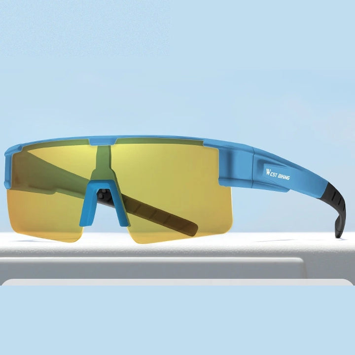West Biking Unisex Semi Rim Square Polycarbonate Over Frame Polarized Sunglasses 9607931 - Blue x Night Vision