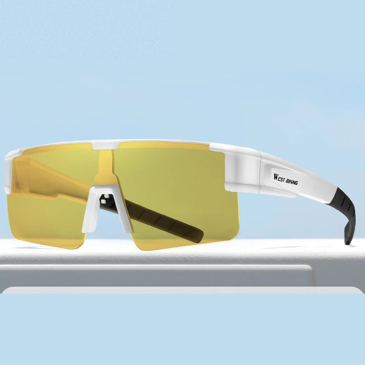 West Biking Unisex Semi Rim Square Polycarbonate Over Frame Polarized Sunglasses 9607931 - White x Night Vision