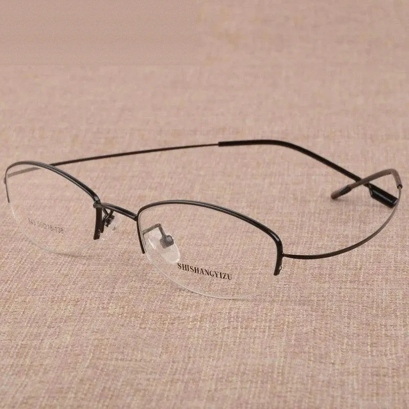 Women's Eyeglasses Semi Rim Rectangular Alloy  S643 - black