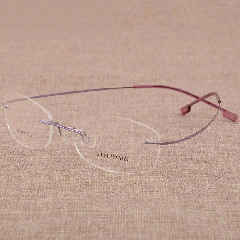 Women's Rimless Titanium Alloy Frame Eyeglasses S610 - Light Purple