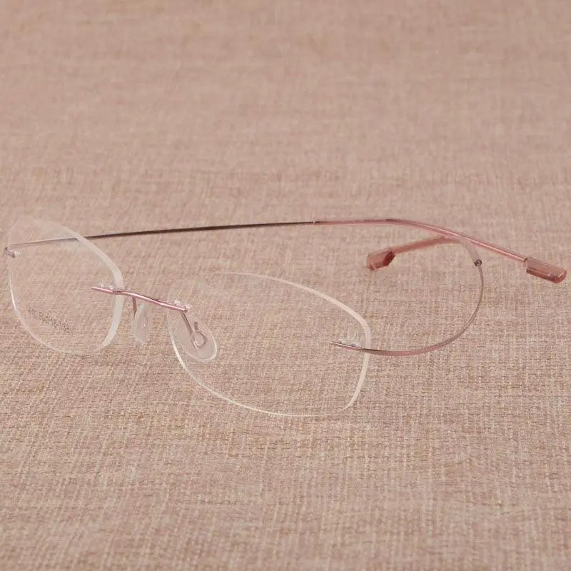 Women's Rimless Titanium Alloy Frame Eyeglasses S610 - Pink