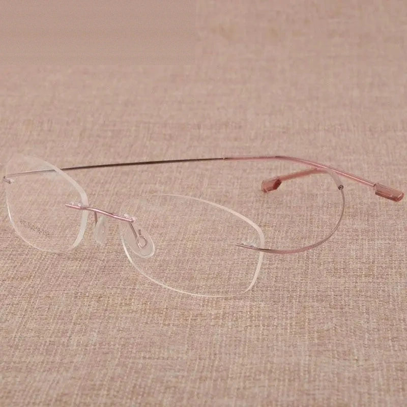 Women's Rimless Titanium Alloy Frame Eyeglasses S610 - Red