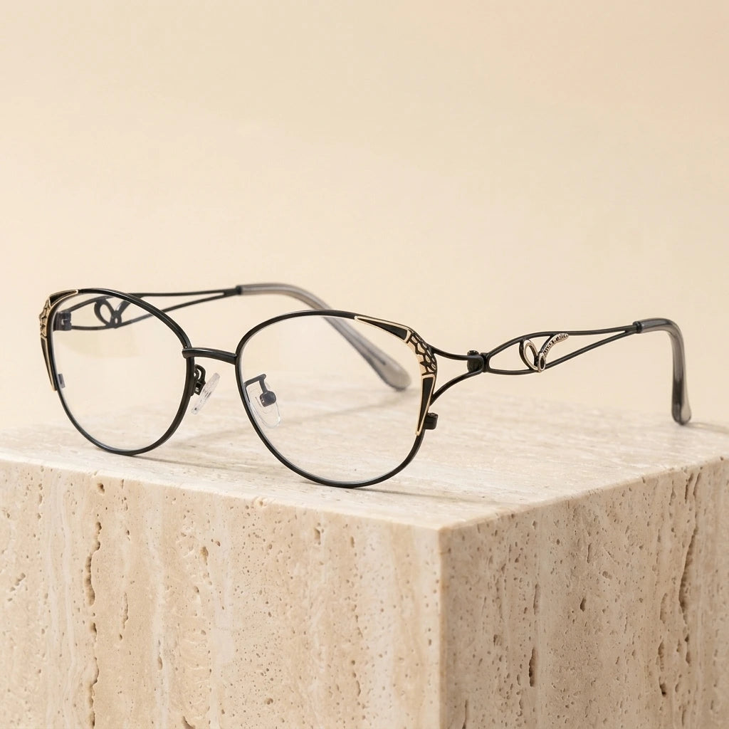 Bclear Women's Full Rim Cat Eye Alloy Reading Glasses F2834 — view 1 | Bclear at FuzWeb