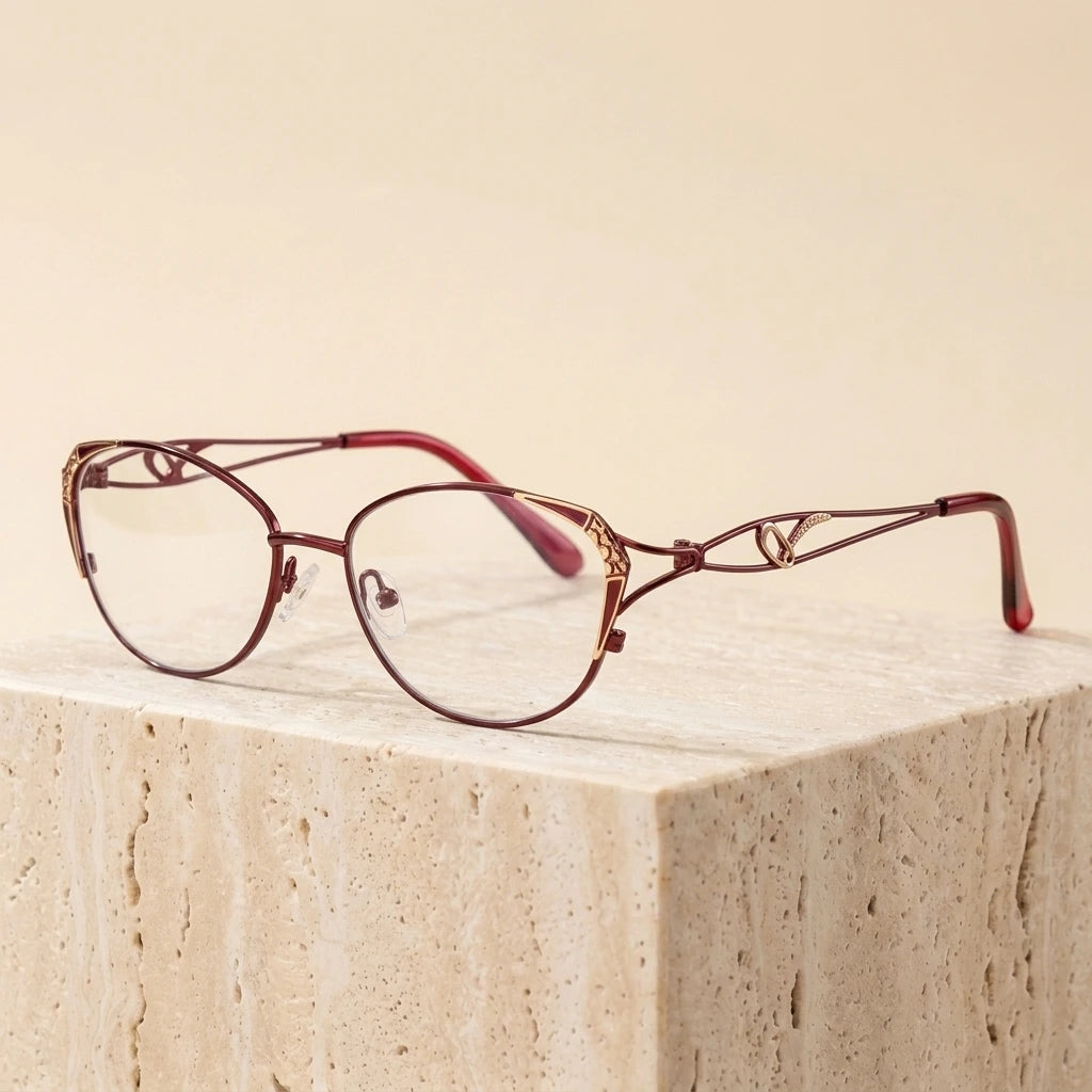 Bclear Women's Full Rim Cat Eye Alloy Reading Glasses F2834 — view 2 | Bclear at FuzWeb