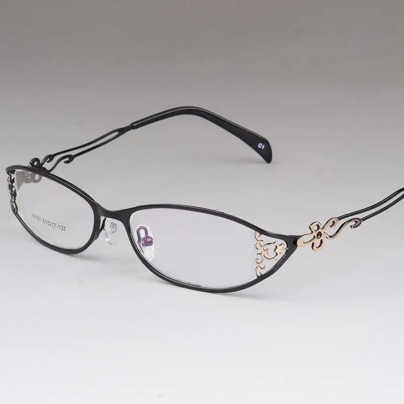 Women's Alloy Frame Full Rim Eyeglasses S8107 - black