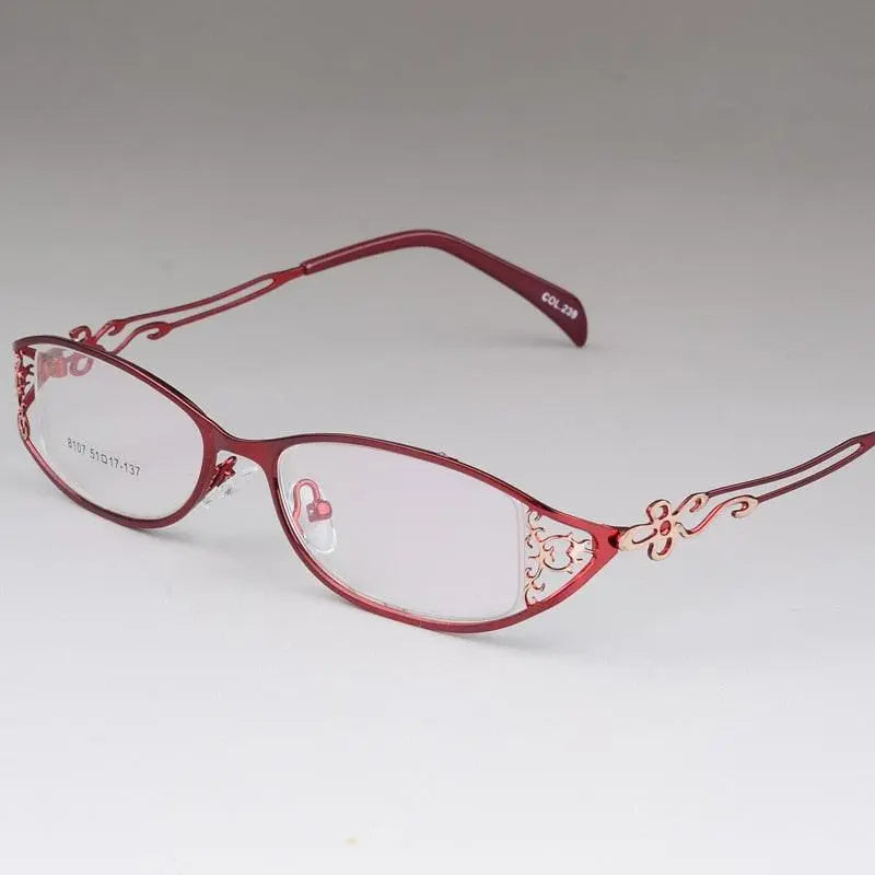 Women's Alloy Frame Full Rim Eyeglasses S8107 - Red
