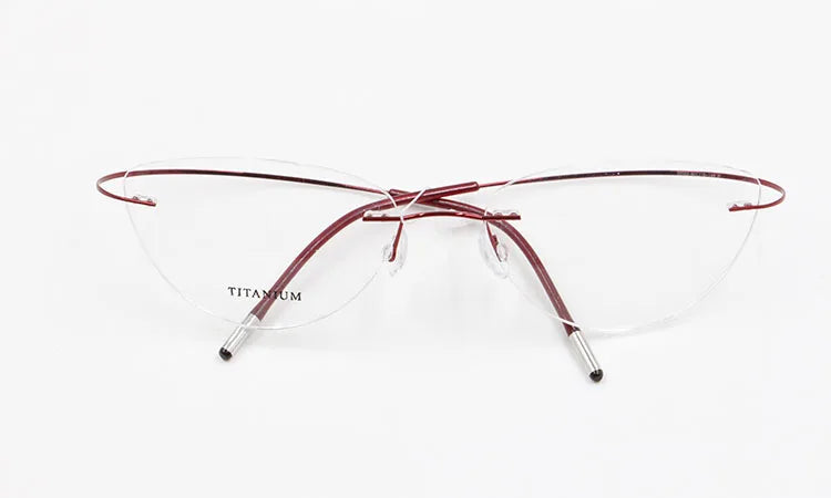 Women's Eyeglasses Flexible Memory Titanium Rimless N20003 - Red
