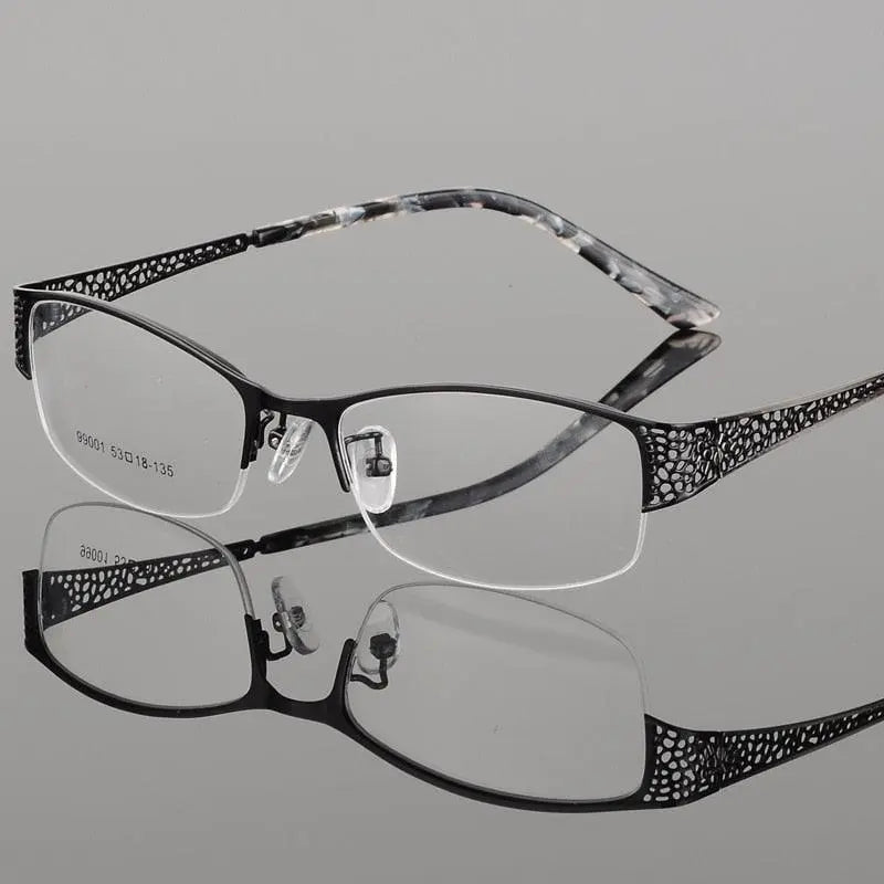 Bclear Women's Semi Rim Rectangle Alloy Eyeglasses S99001 - black