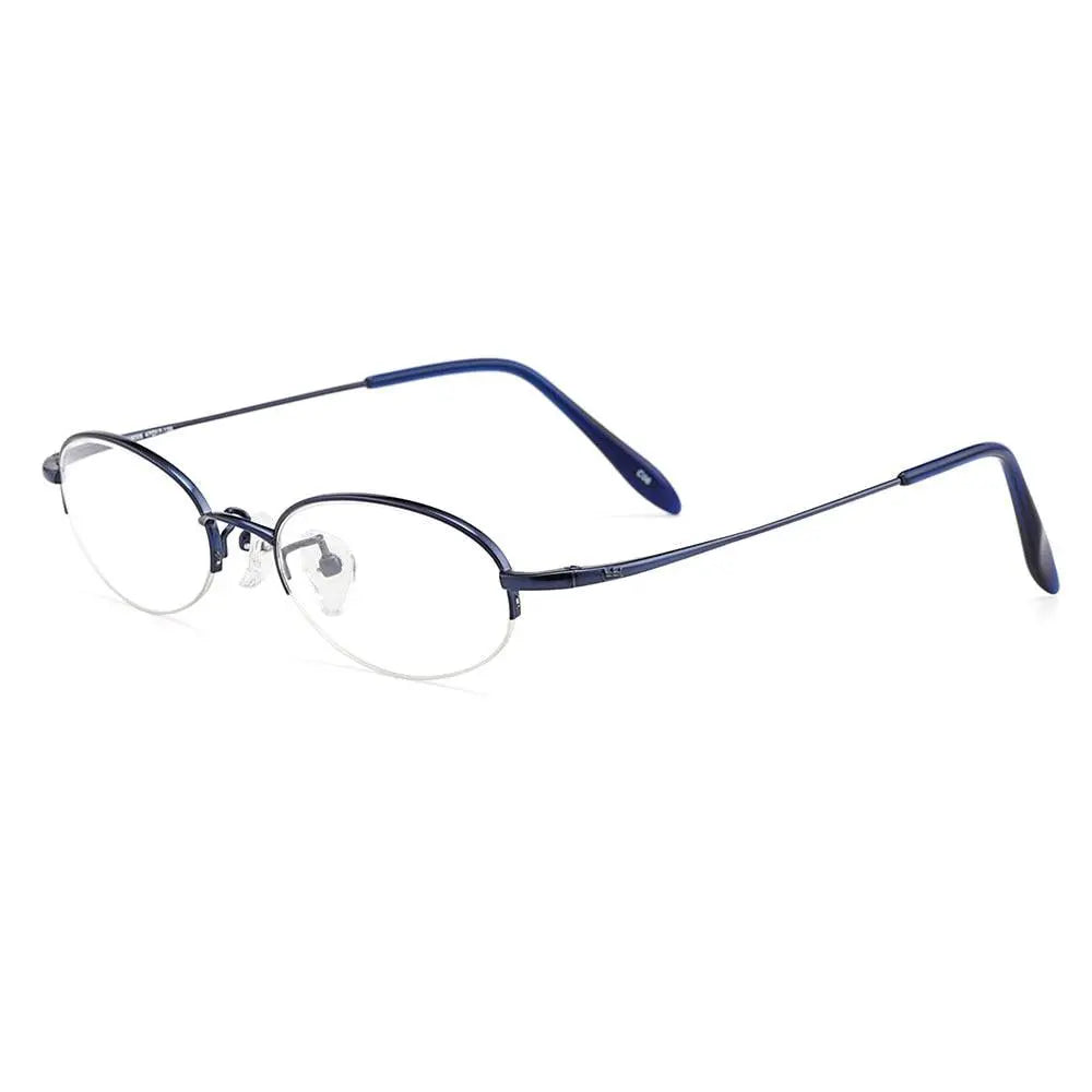 Gmei Women's Eyeglasses Semi Rim Oval Titanium Small W8005 - Black