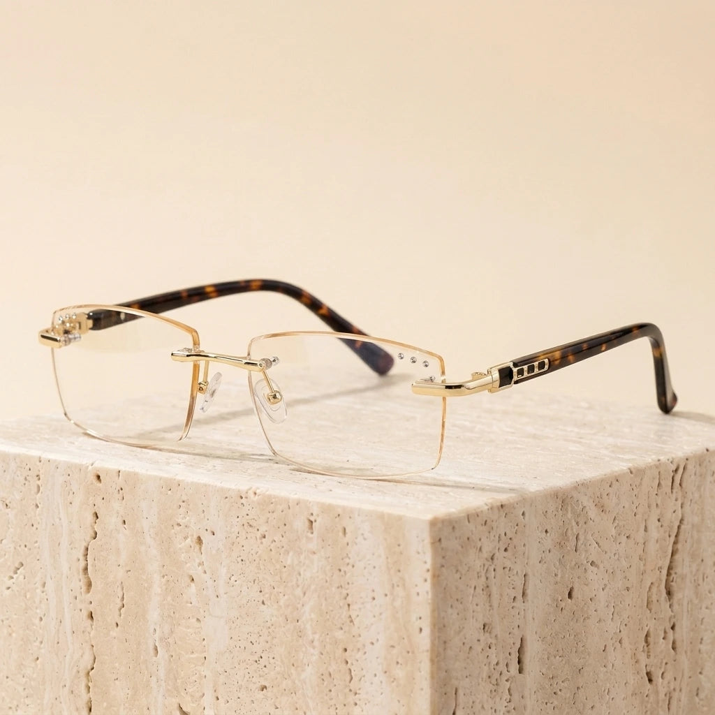 Hotochki Women's Rimless Square Alloy Reading Glasses 5822 — view 1 | Hotochki at FuzWeb