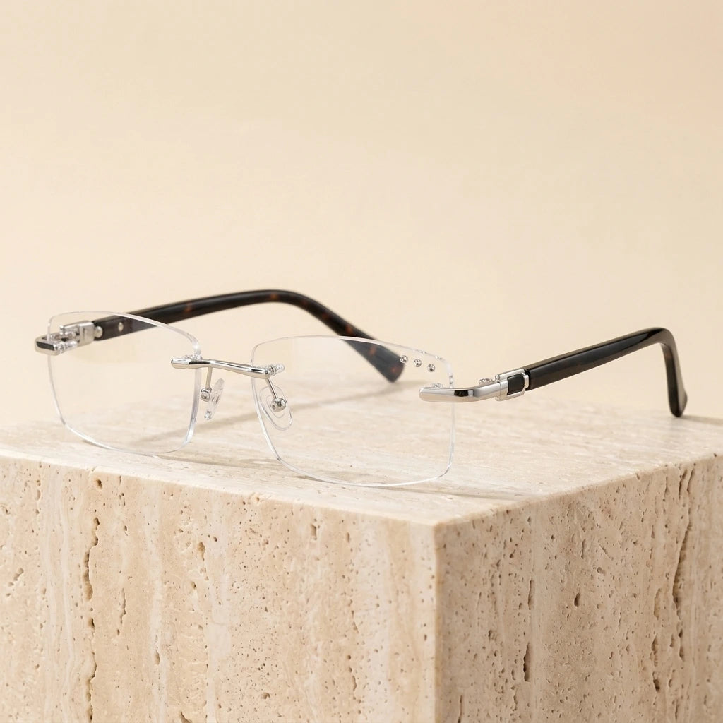 Hotochki Women's Rimless Square Alloy Reading Glasses 5822 — view 2 | Hotochki at FuzWeb