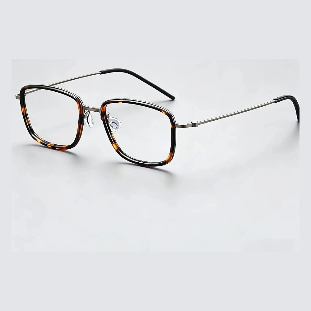 Xbora Men's Full Rim Square Titanium and TR90 Eyeglasses 5803 BSF - Tortoiseshell Gun