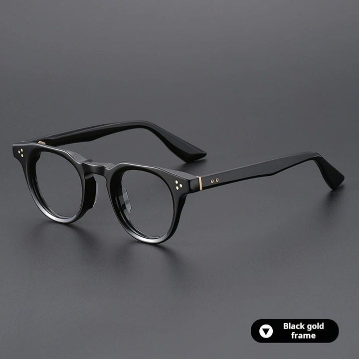 Xbora Unisex Full Rim Oval Brow Line Thick Acetate Eyeglasses 655008 - Black Gold