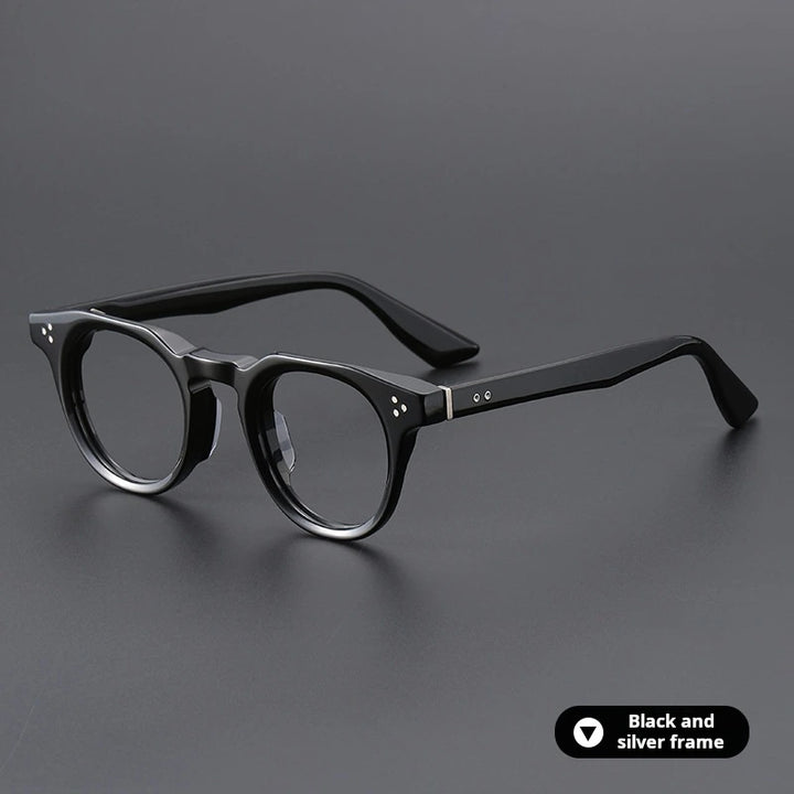 Xbora Unisex Full Rim Oval Brow Line Thick Acetate Eyeglasses 655008 - Black Silver