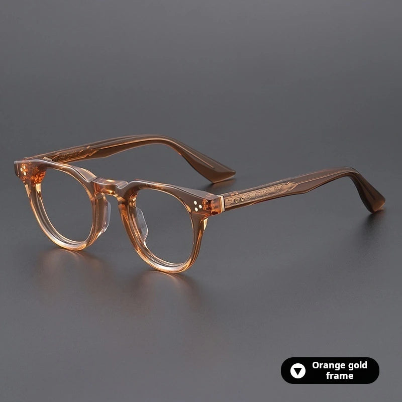 Xbora Unisex Full Rim Oval Brow Line Thick Acetate Eyeglasses 655008 - Orange Gold