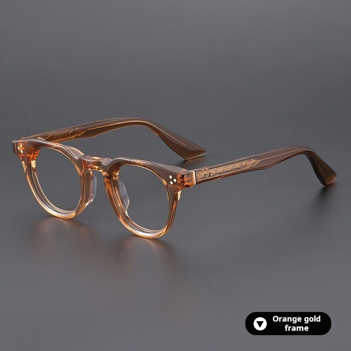 Xbora Unisex Full Rim Oval Brow Line Thick Acetate Eyeglasses 655008 - Orange Gold