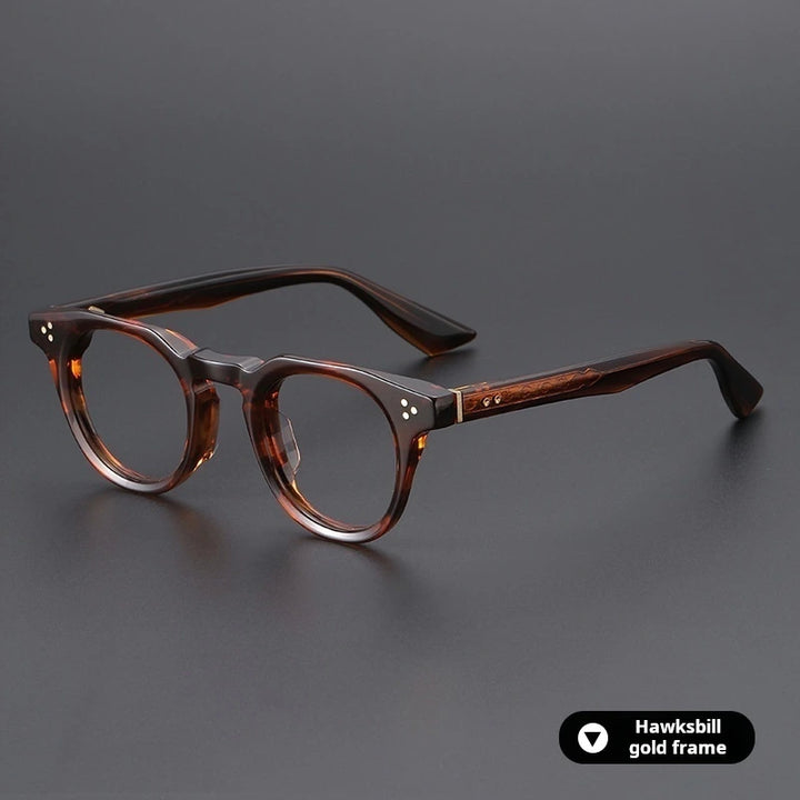 Xbora Unisex Full Rim Oval Brow Line Thick Acetate Eyeglasses 655008 - Tortoiseshell Gold