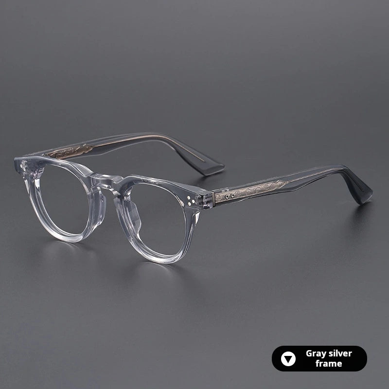 Xbora Unisex Full Rim Oval Brow Line Thick Acetate Eyeglasses 655008 - Transparent Gray