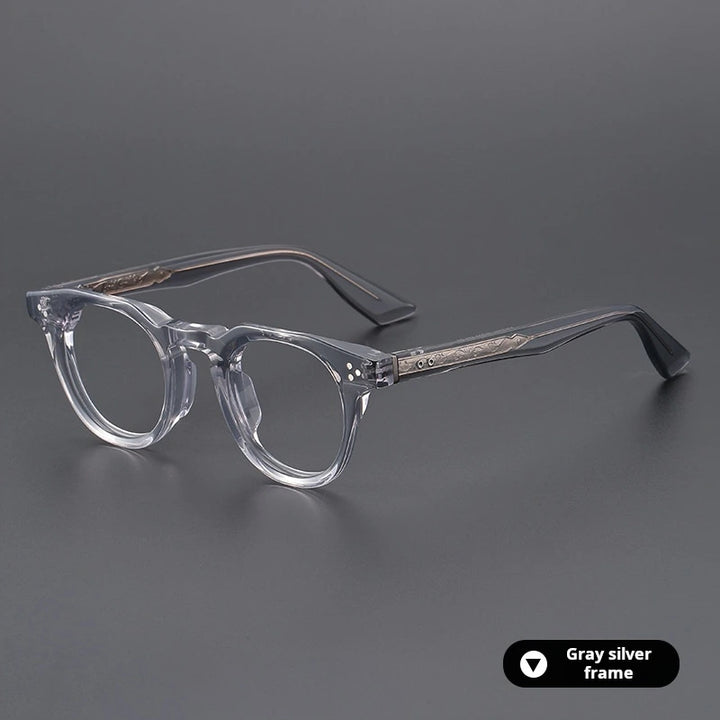Xbora Unisex Full Rim Oval Brow Line Thick Acetate Eyeglasses 655008 - Transparent Gray